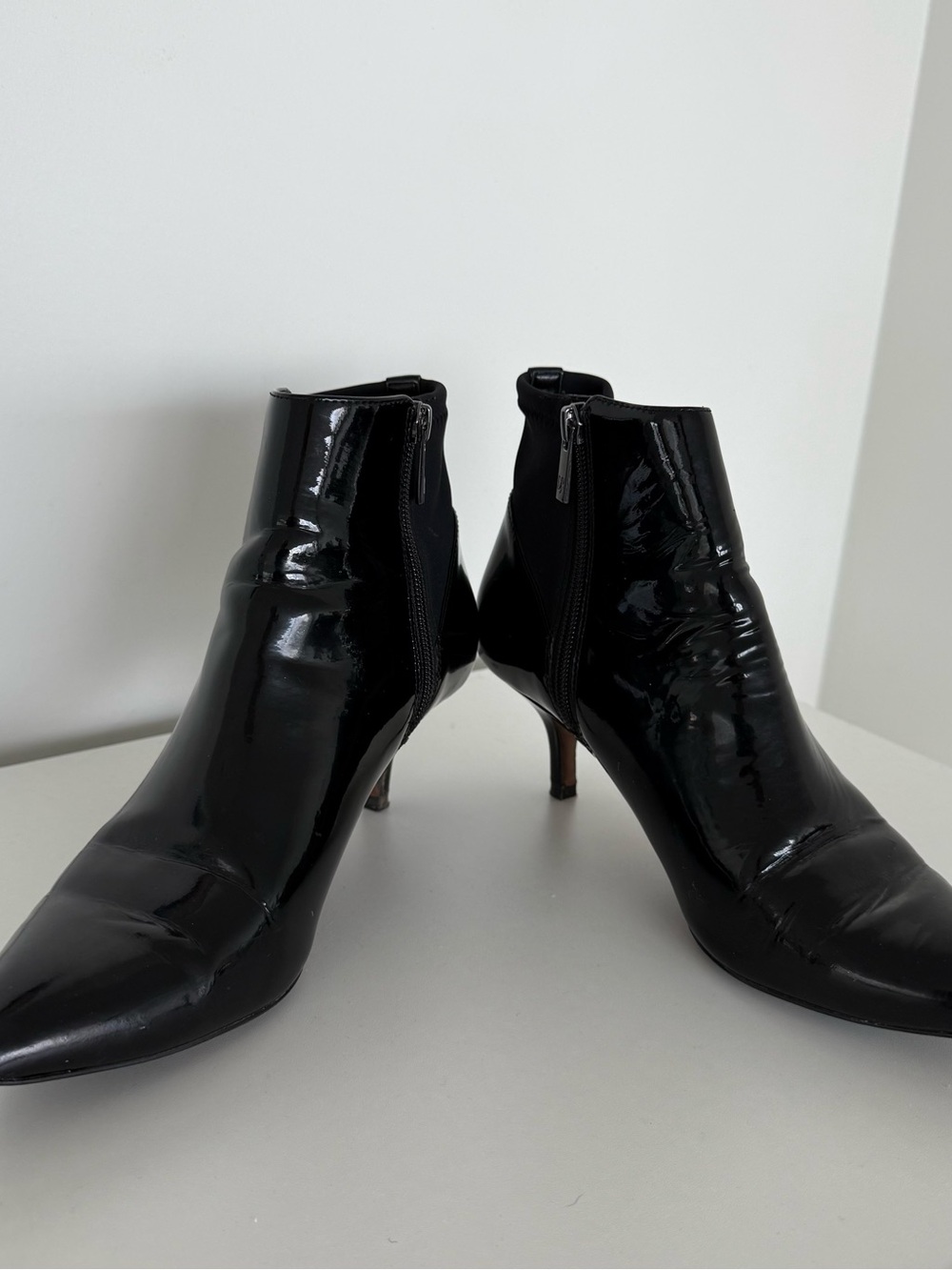 Donald J. Pliner Black Patent Leather Leia Ankle Booties